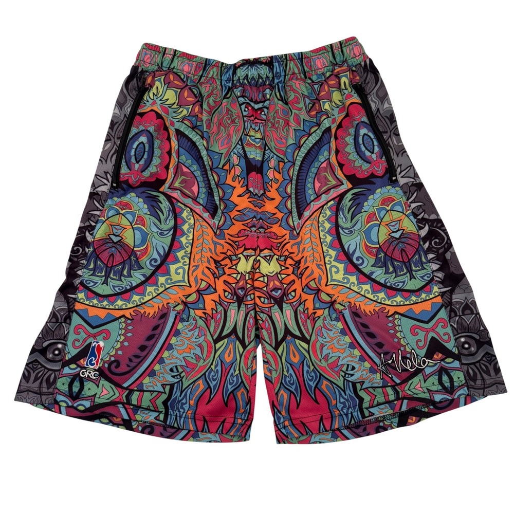 Grassroots California Basketball Shorts Mens S Multi  Psychedelic Streetwear